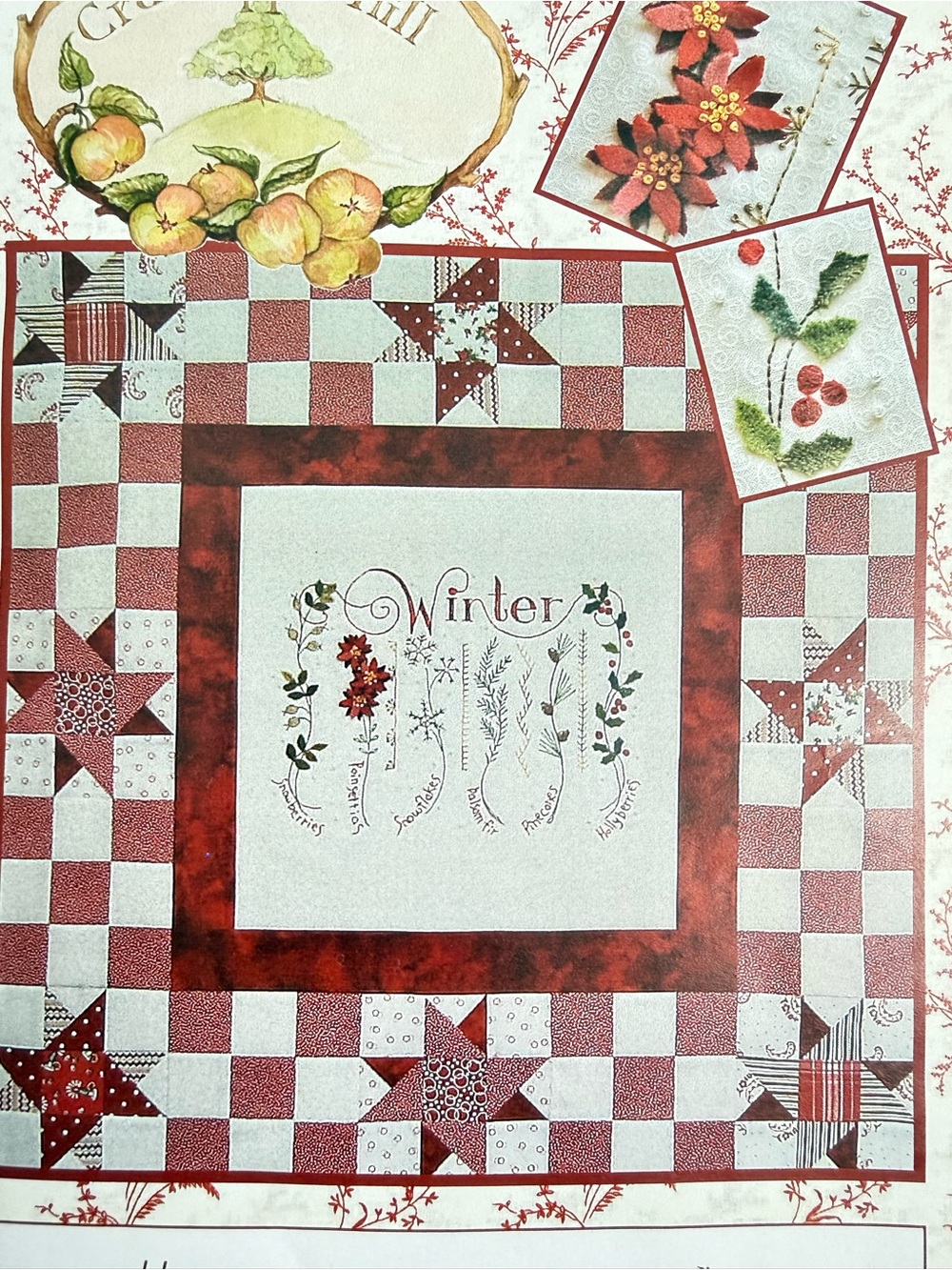 Crabapple Hill Winter Sampler Quilt Pattern Preprinted Fabric New 2007